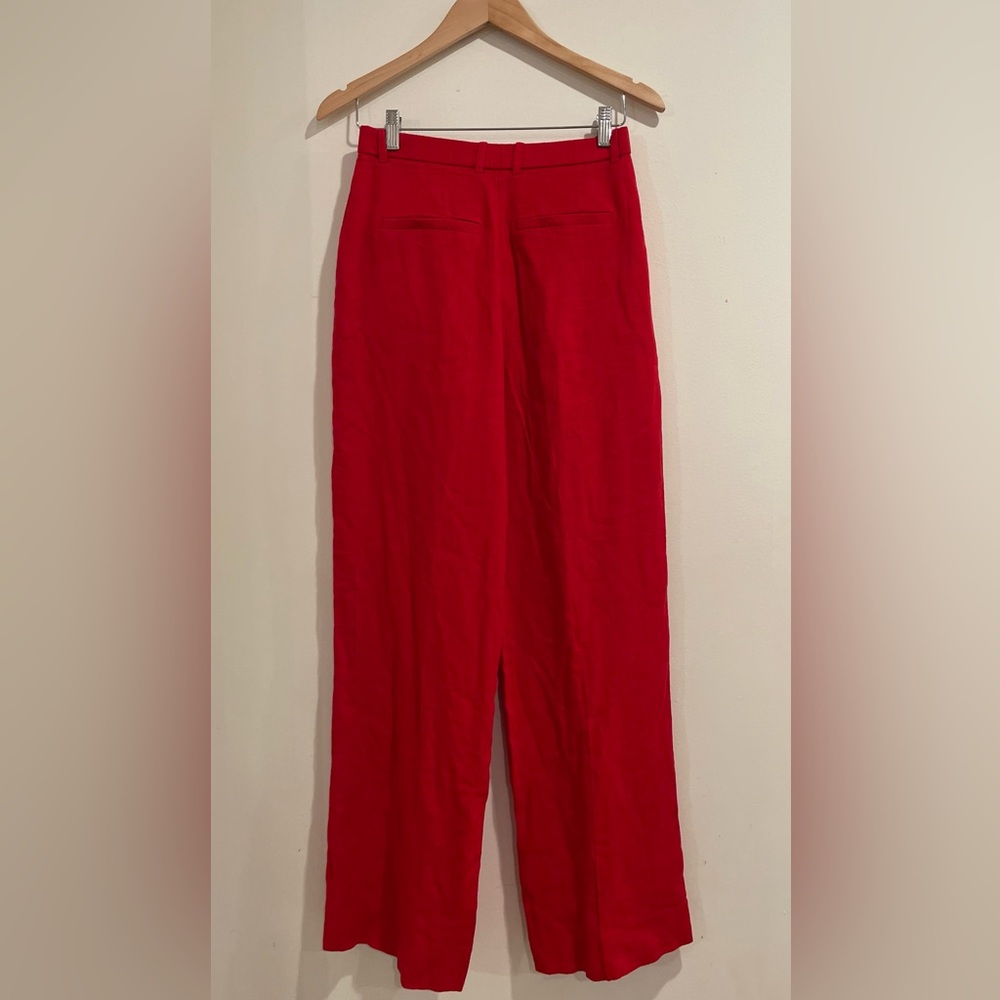 A&F Curve Love Sloane Tailored Wide Leg Linen Blend Pant - Picture 4 of 5